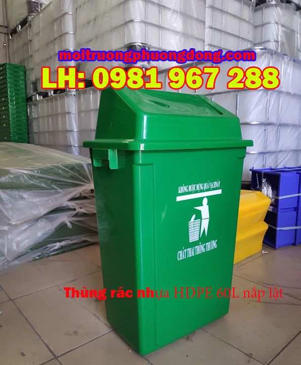 Địa chỉ bán thùng rác 60 l nắp bập bênh tại Hải Phòng