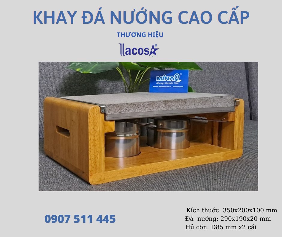Bộ khay đ&aacute nướng thịt bằng cồn Lacosa, khay đ&aacute nướng n&uacutei lửa