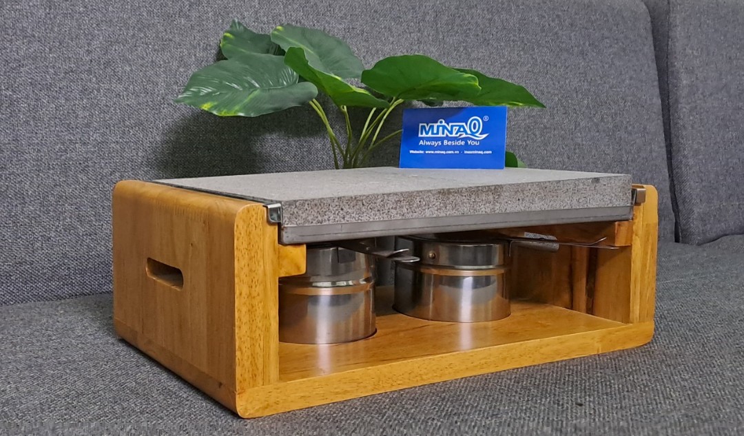 Bộ khay đ&aacute nướng thịt bằng cồn Lacosa, khay đ&aacute nướng n&uacutei lửa