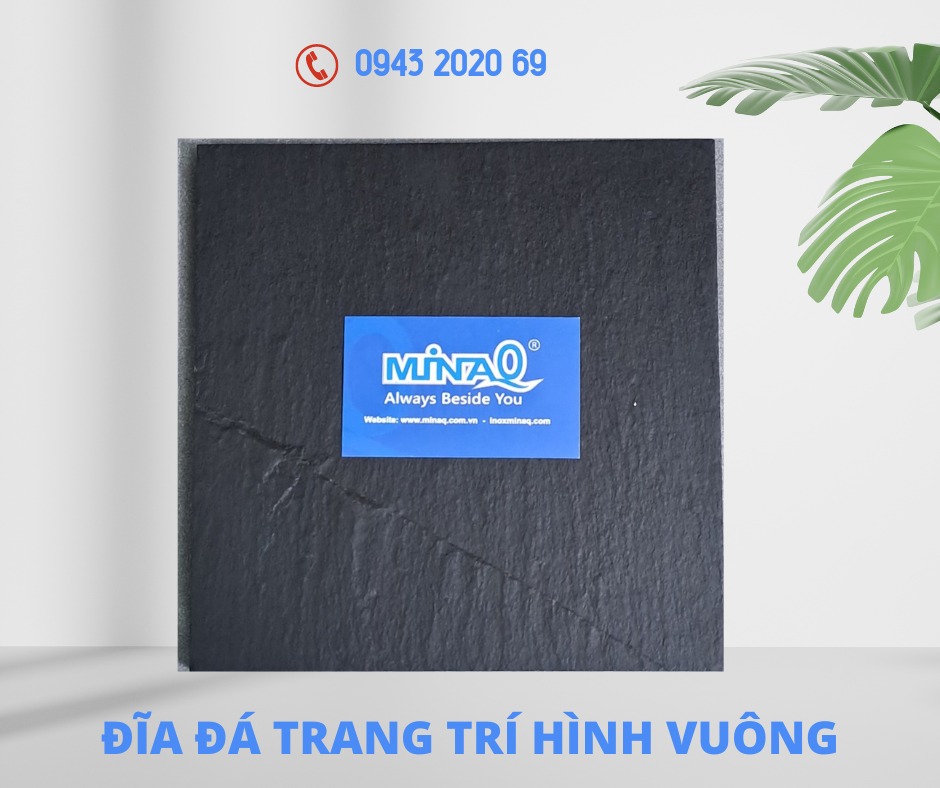  Đĩa đá đen vuông trang trí, đĩa đá décor, đĩa đá chụp ảnh thức ăn