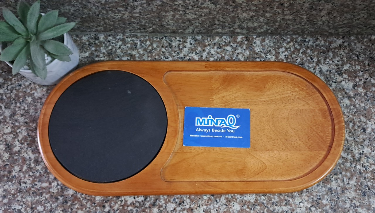 Bộ khay đ&aacute đen trưng b&agravey Lacosa, đĩa đ&aacute decor đen