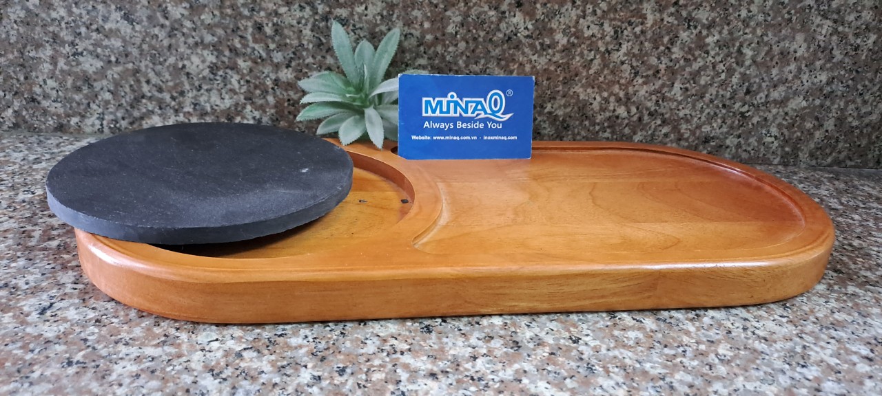 Bộ khay đ&aacute đen trưng b&agravey Lacosa, đĩa đ&aacute decor đen