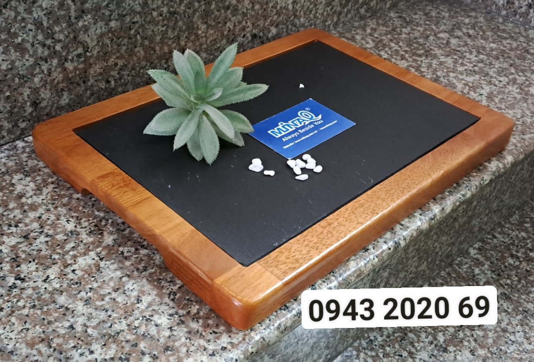 Bộ khay đ&aacute đen decor m&oacuten ăn, khay đ&aacute đen trưng b&agravey Lacosa