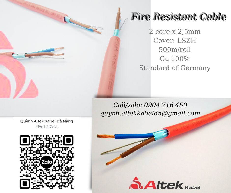 C&aacutep chống ch&aacutey Altek Kabel 2 core x 2,5mm