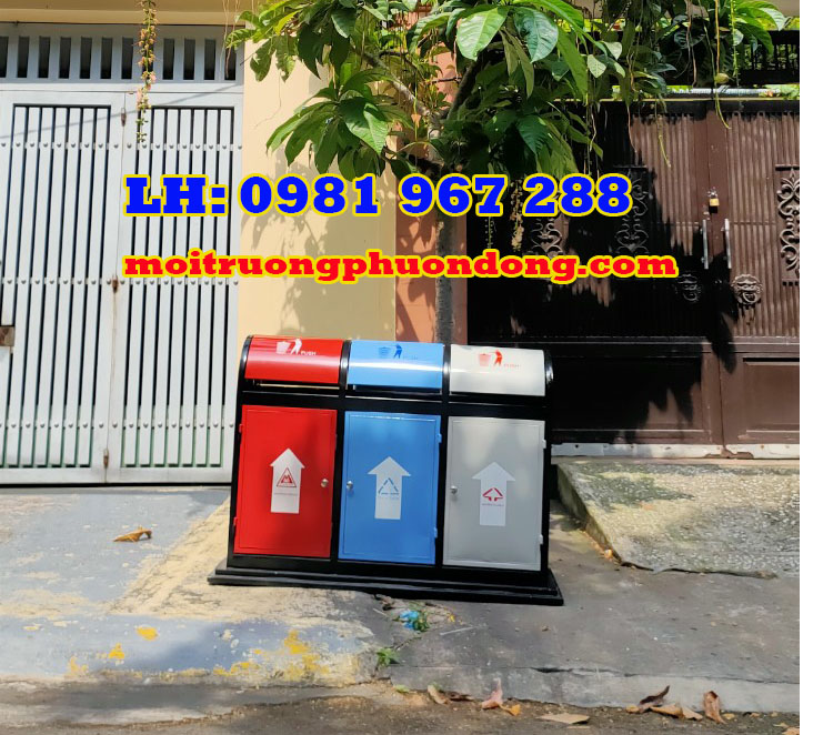 Mua thùng rác 3 ngăn ngoài trời bằng thép ở đâu ?