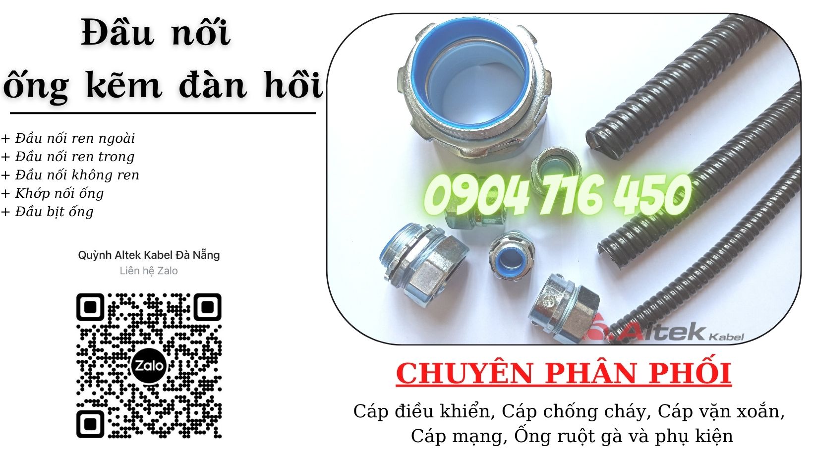 Đầu nối ống ruột gà/Đầu nối ống kẽm Altek kabel
