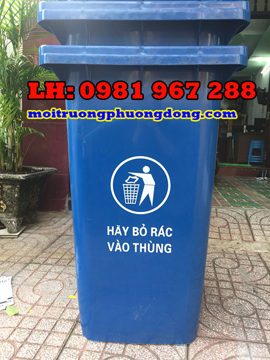 Thùng rác màu xanh dương 120L giá rẻ tai miền bắc