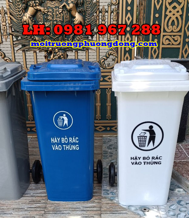 Thùng rác màu xanh dương 120L giá rẻ tai miền bắc