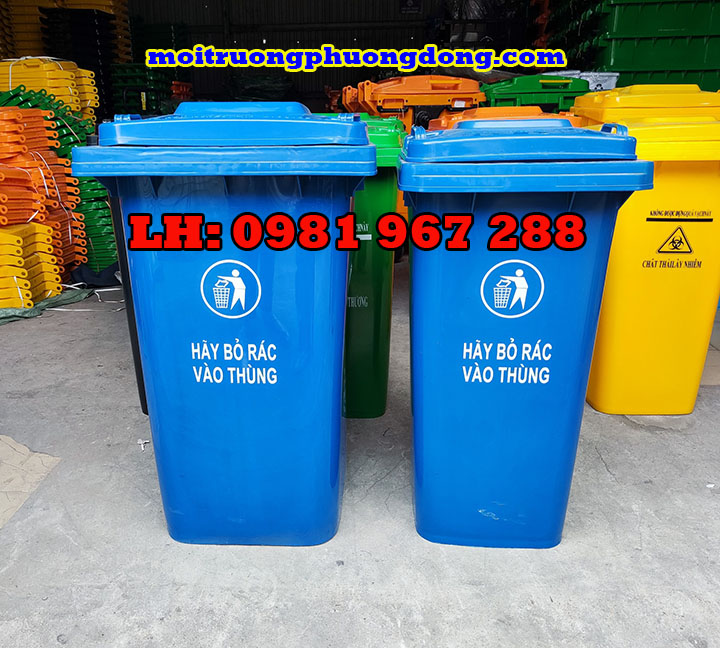 Thùng rác màu xanh dương 120L giá rẻ tai miền bắc