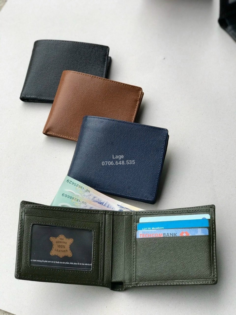 Ví da bò Taiga cao cấp. Giá sỉ xưởng 150k 