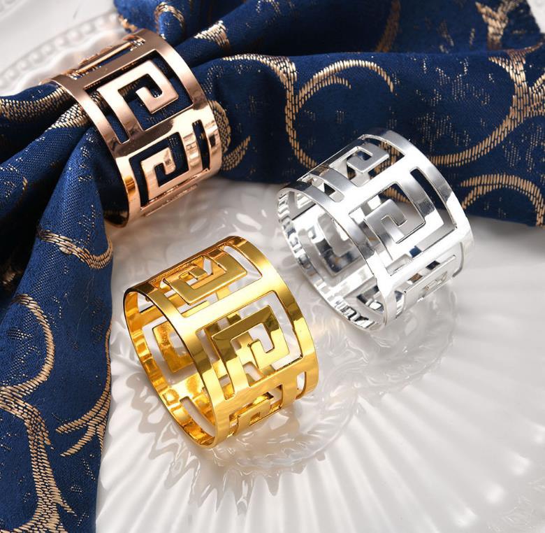 Vòng khăn ăn, napkin ring hoạ tiết mạ vàng sang trọng