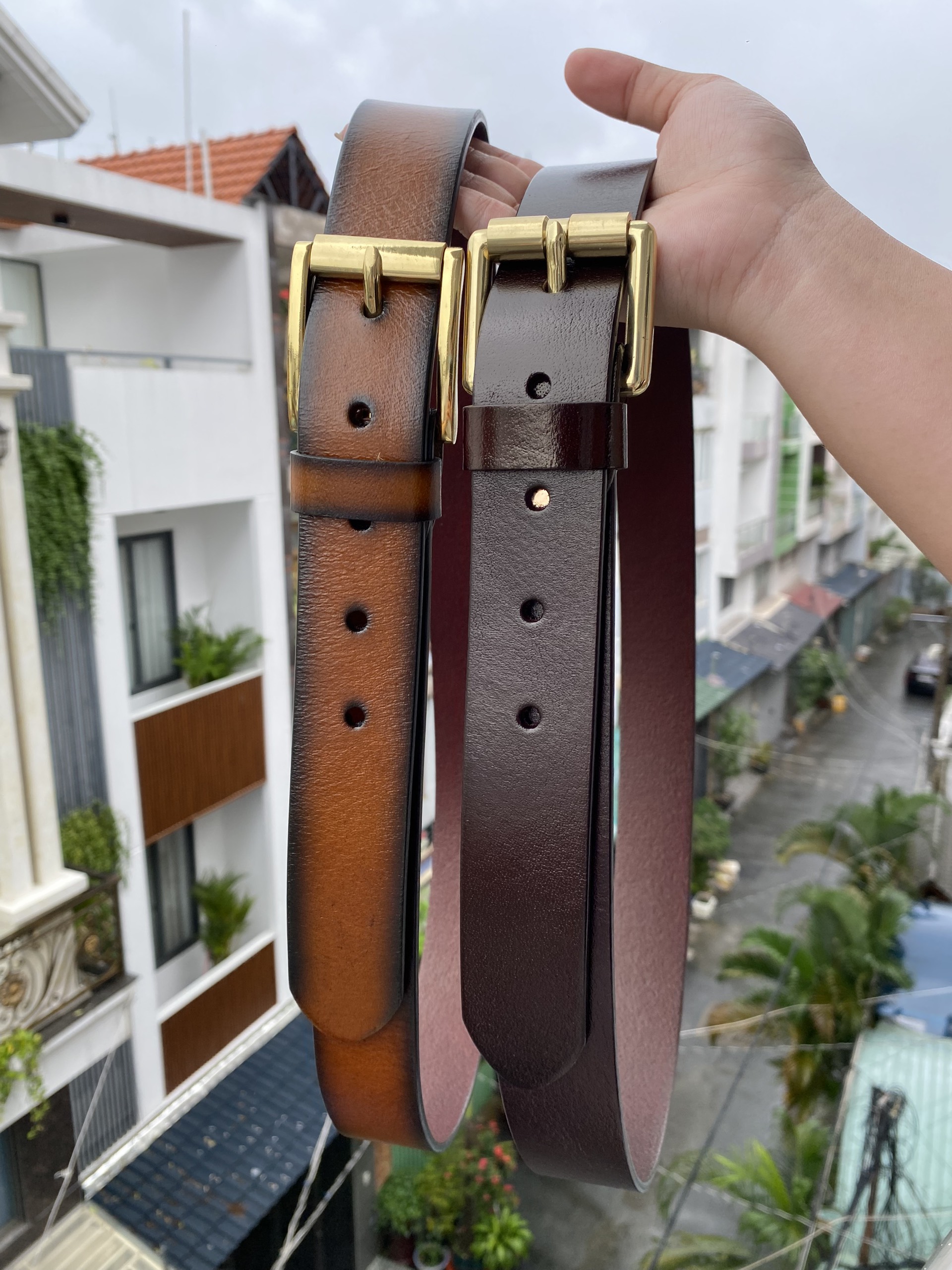 Dây lưng da cháy đầu khoá đồng đúc ko gỉ (bán sỉ)