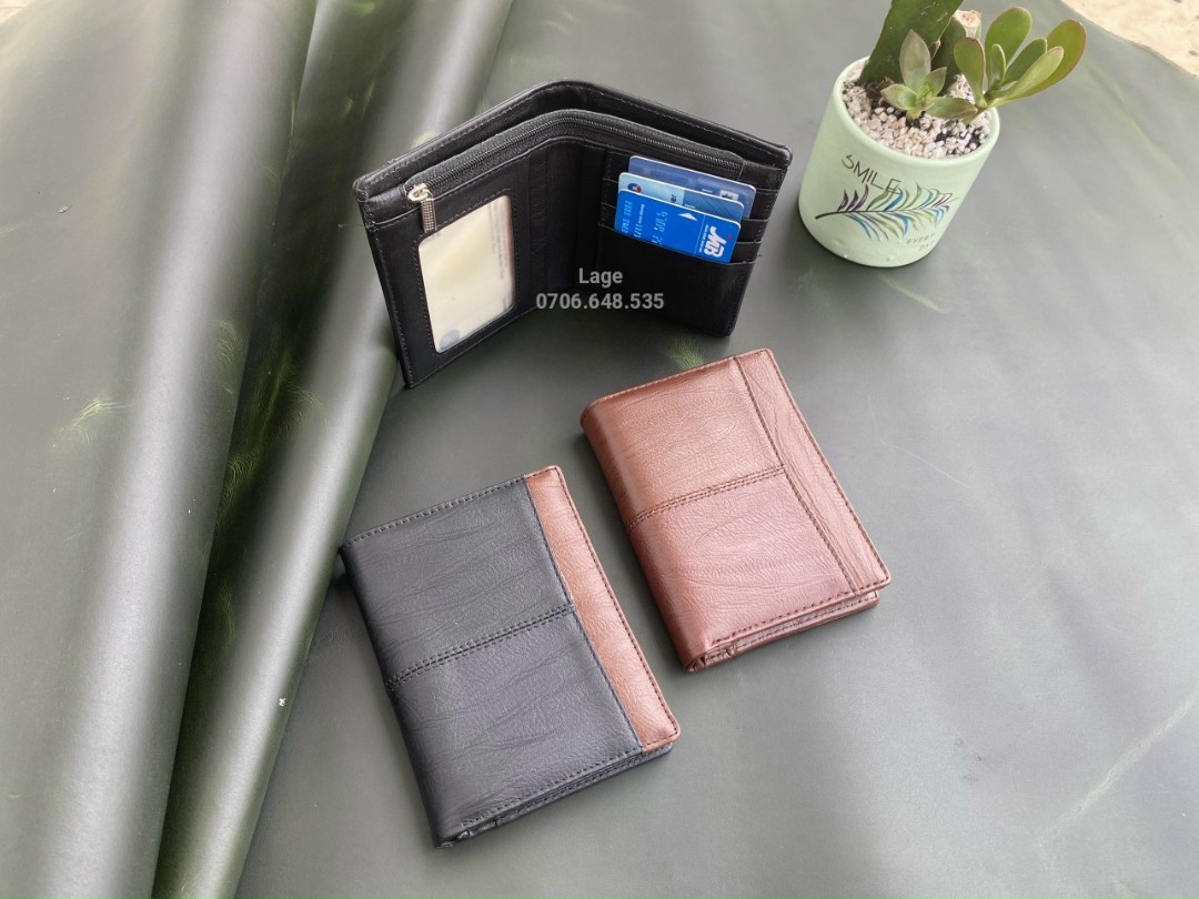 Ví da bò Sago. Chất da pia hàng tuyển cao cấp 