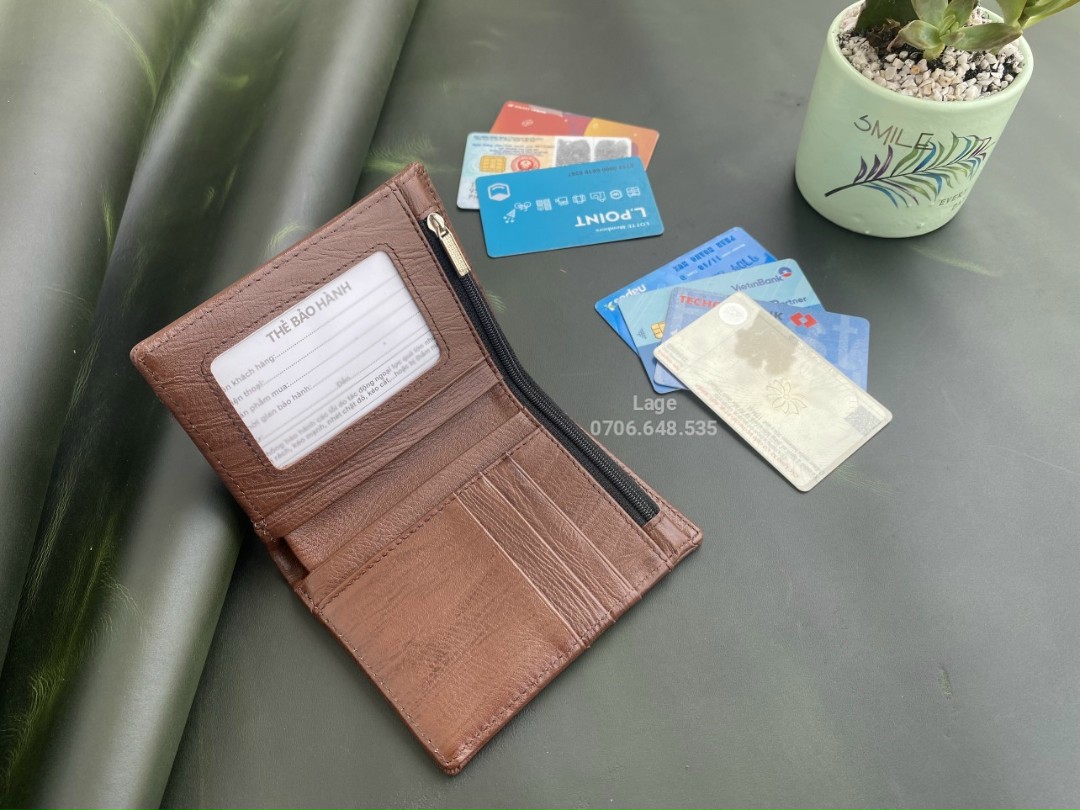 Ví da bò Sago. Chất da pia hàng tuyển cao cấp 