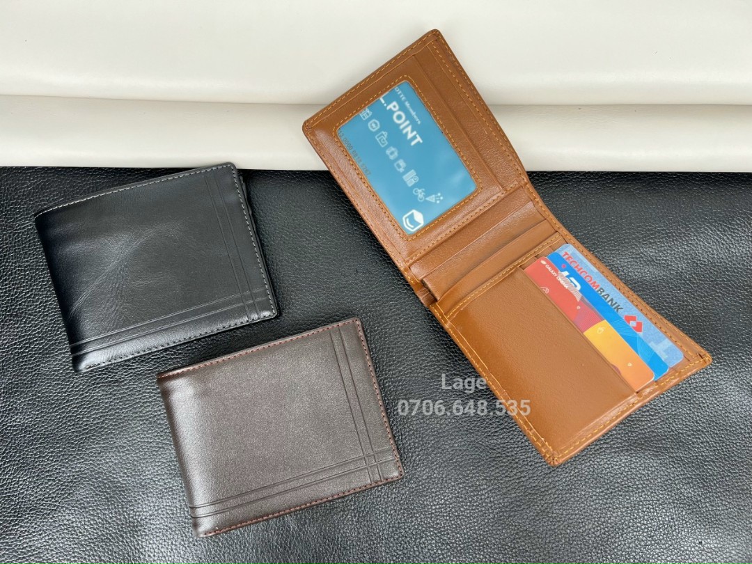 Ví nappa sọc L, chất da bò mềm da pia hàng tuyển
