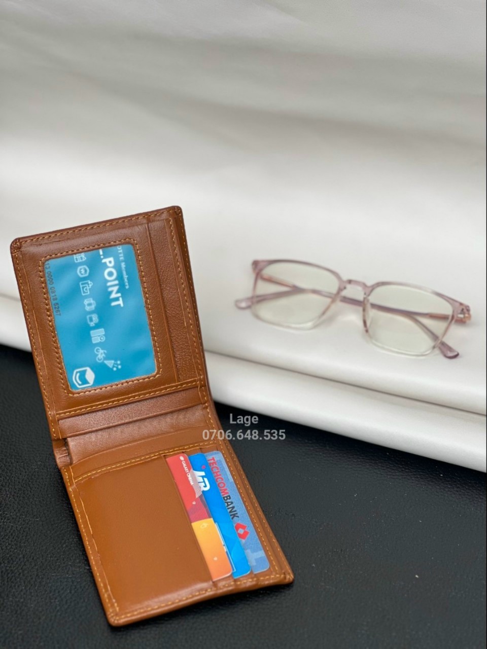 Ví nappa sọc L, chất da bò mềm da pia hàng tuyển