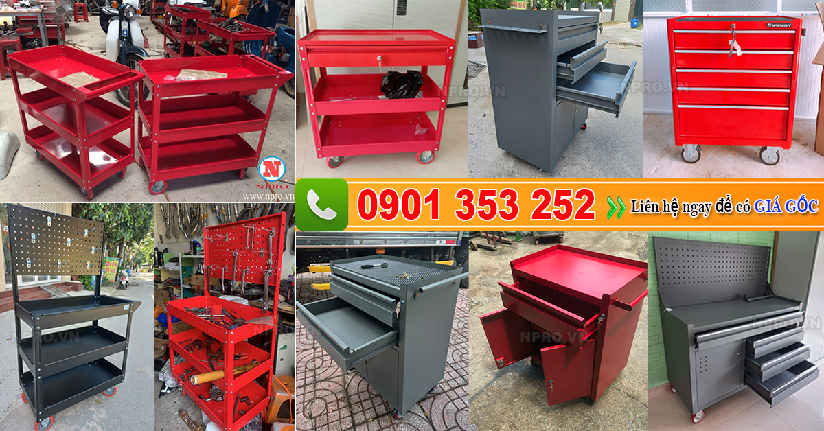 Tủ đồ nghề 7 ngăn chia khay bên trong mỗi ngăn kéo 