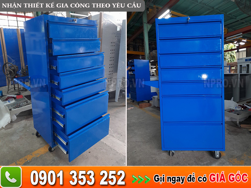 Tủ đồ nghề 7 ngăn chia khay bên trong mỗi ngăn kéo 