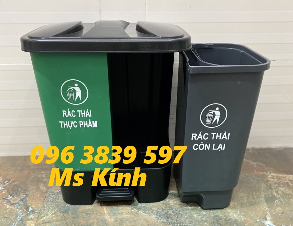 B&aacuten th&ugraveng r&aacutec nhựa 2 ngăn 20 l&iacutet đạp ch&acircn sỉ và lẻ - 0963839597