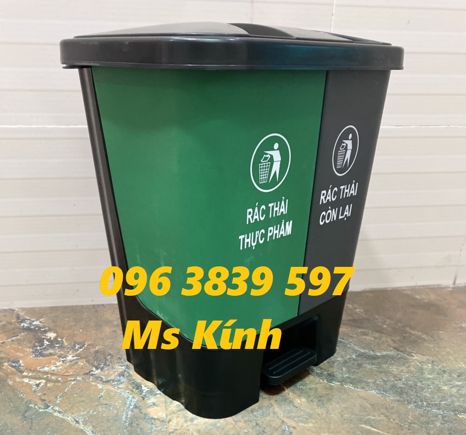 B&aacuten th&ugraveng r&aacutec nhựa 2 ngăn 20 l&iacutet đạp ch&acircn sỉ và lẻ - 0963839597