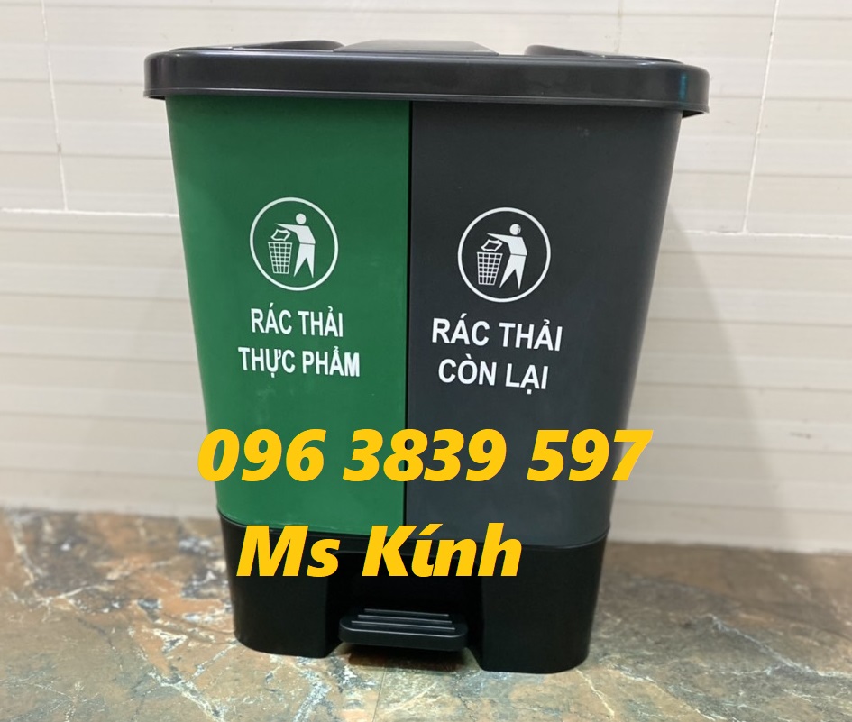 B&aacuten th&ugraveng r&aacutec nhựa 2 ngăn 20 l&iacutet đạp ch&acircn sỉ và lẻ - 0963839597
