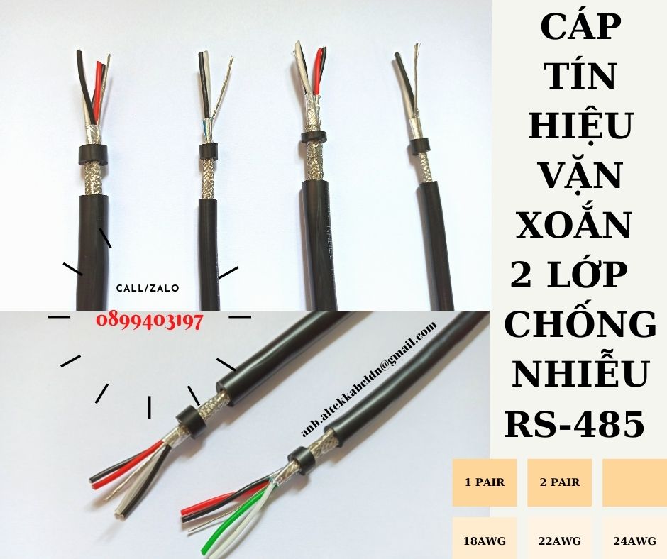 Cáp tín hiệu vặn xoắn RS485 2 lớp chống nhiễu 