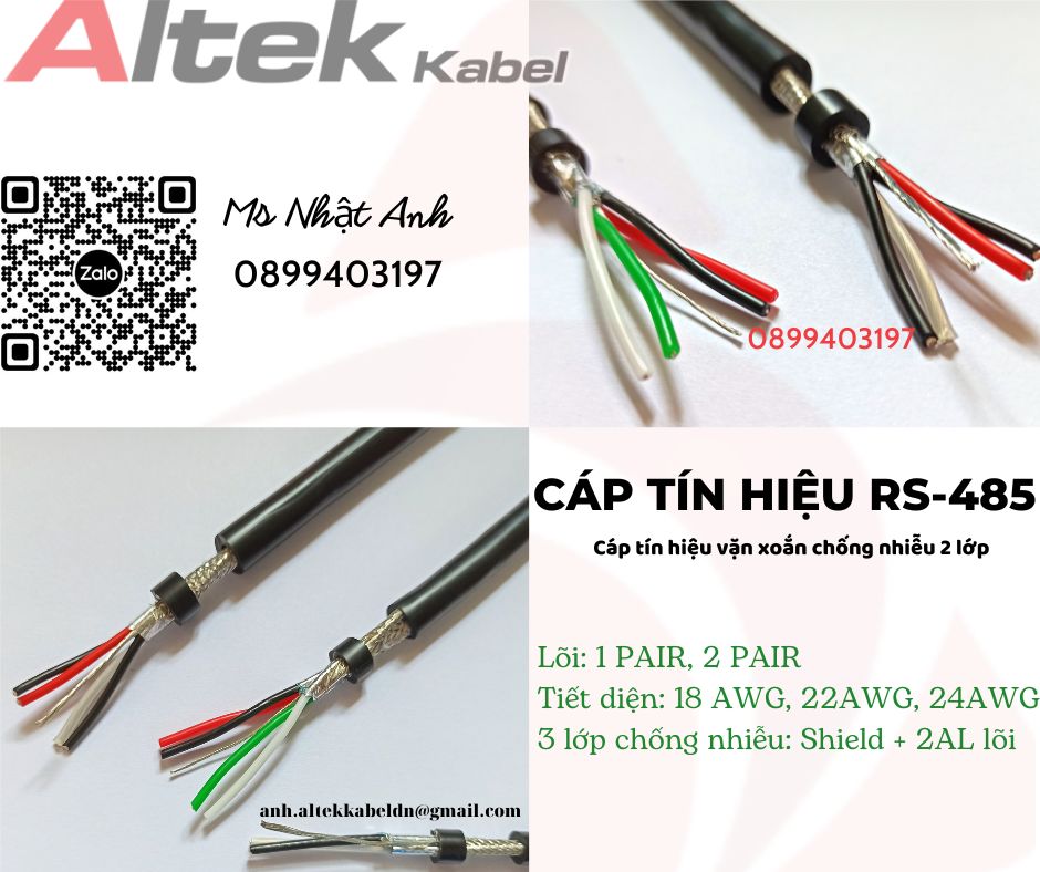 Cáp tín hiệu vặn xoắn RS485 2 lớp chống nhiễu 