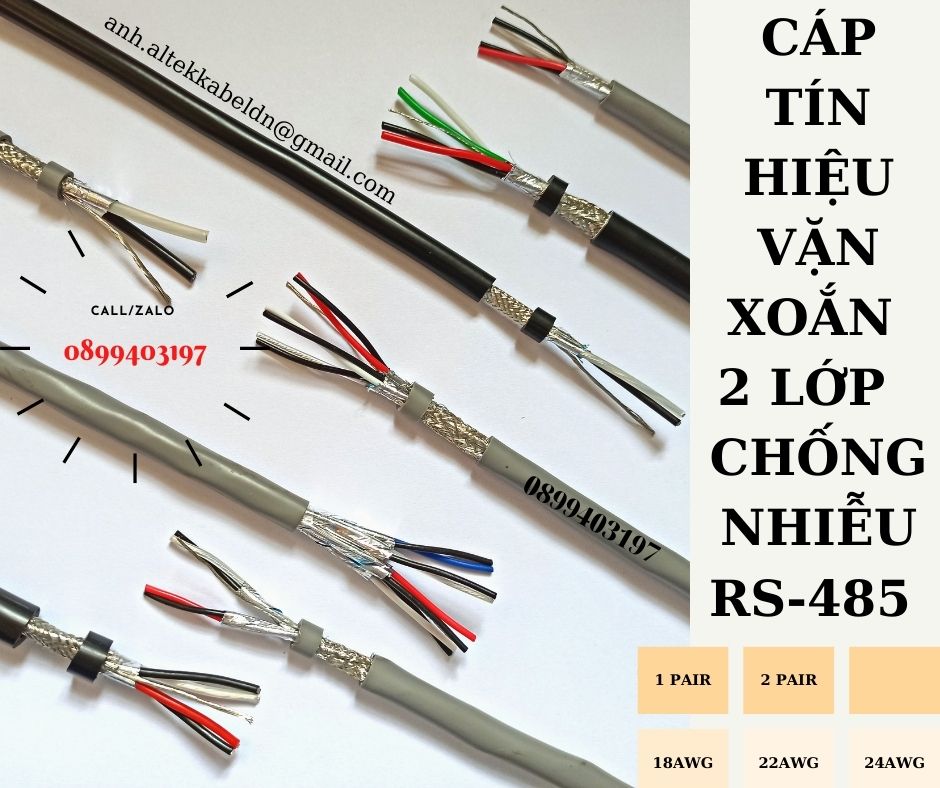 Cáp tín hiệu vặn xoắn RS485 2 lớp chống nhiễu 