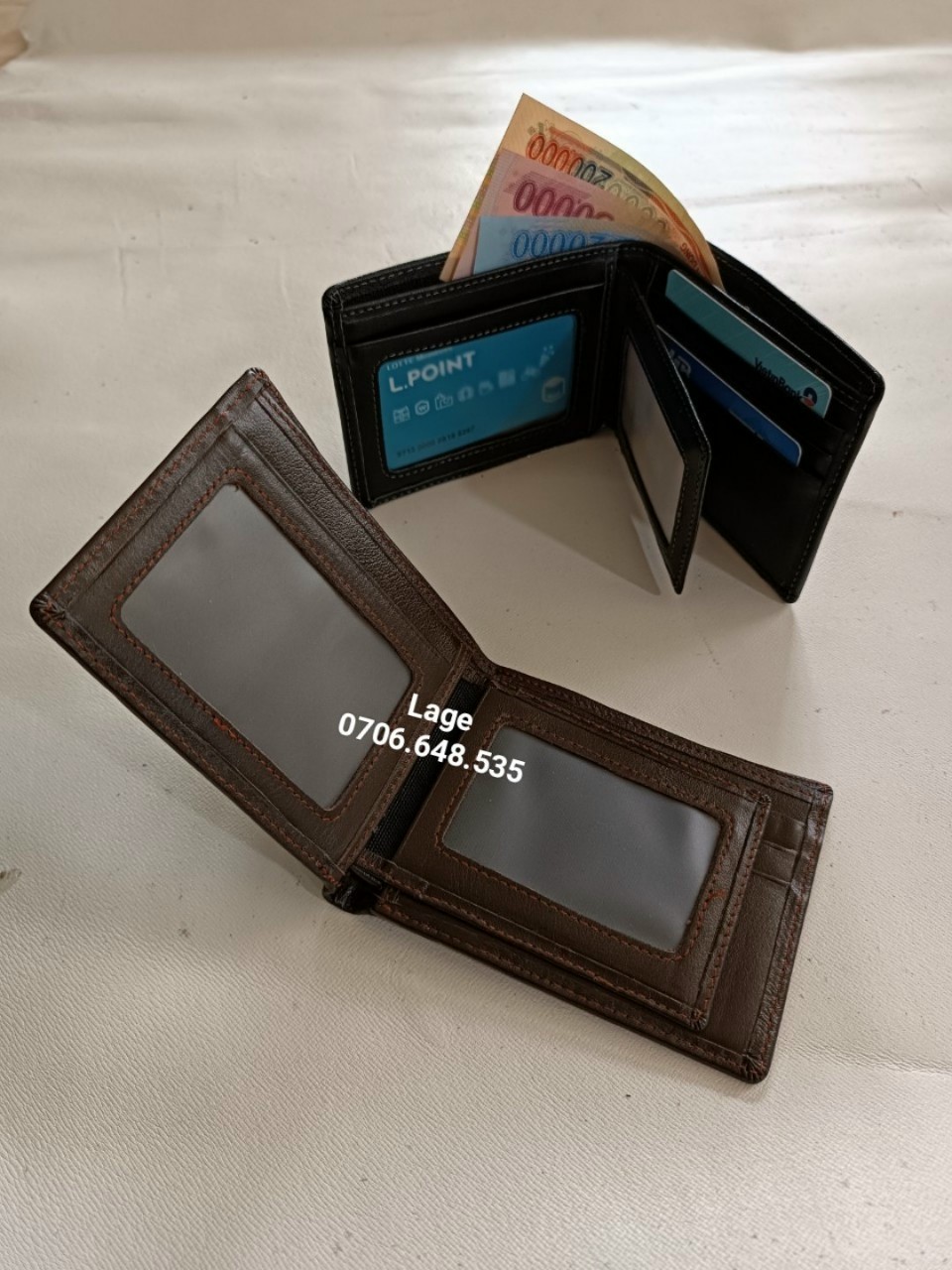 Ví nappa có lá. Hàng da bò tuyển cao cấp 