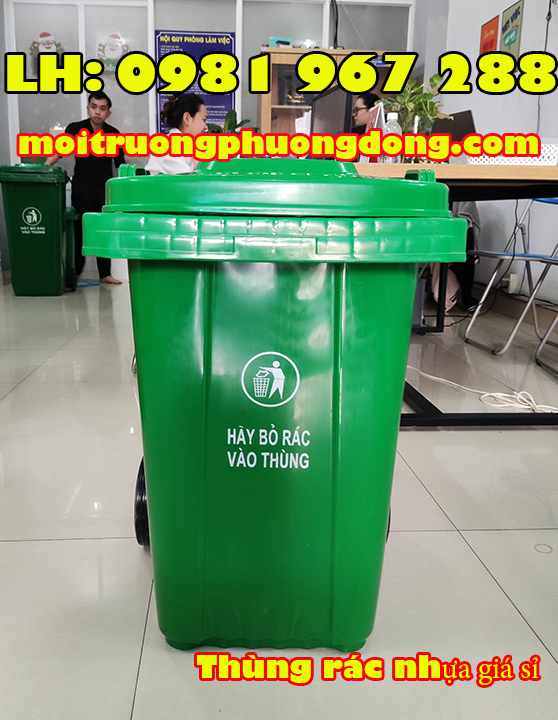 Bán thùng rác 100L giá rẻ màu xanh tại Hà Nội