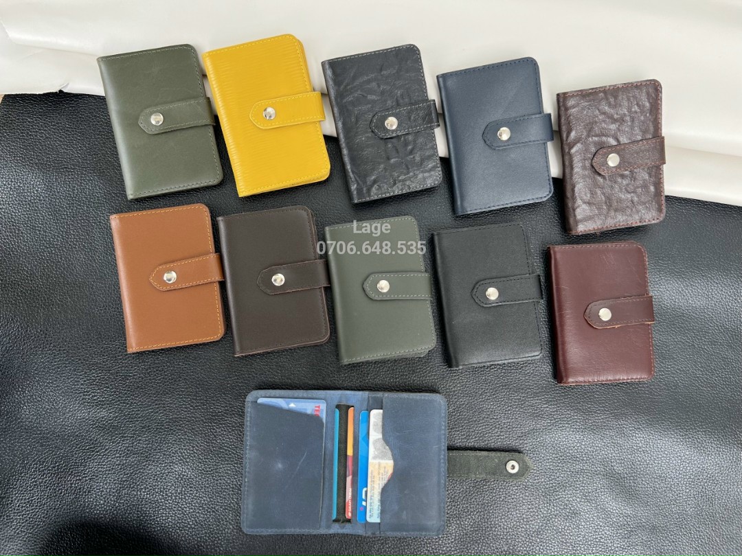 Ví thẻ có nút bấm nhiều màu sắc. Chất da bò xịn 
