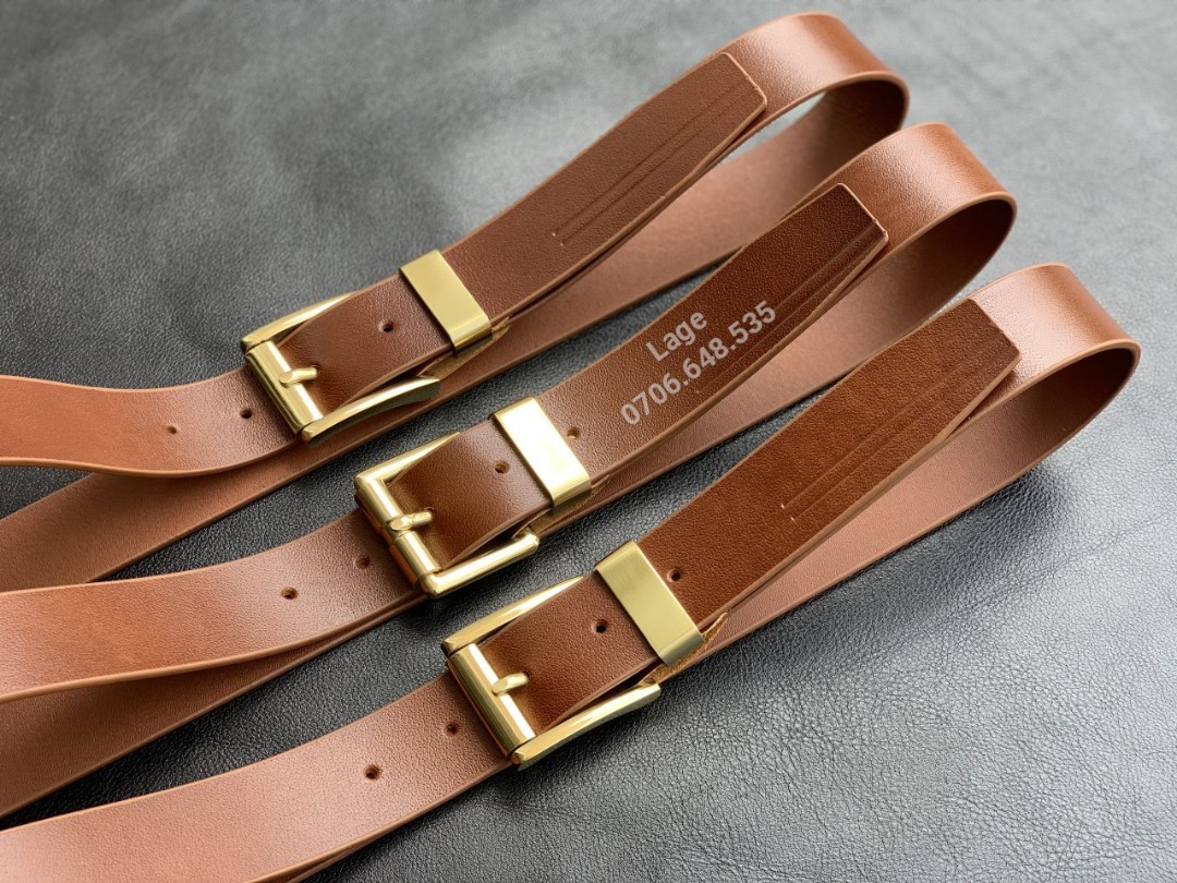 Dây lưng Vachetta da bò đầu khóa đồng đúc cao cấp