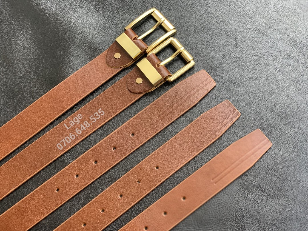 Dây lưng Vachetta da bò đầu khóa đồng đúc cao cấp