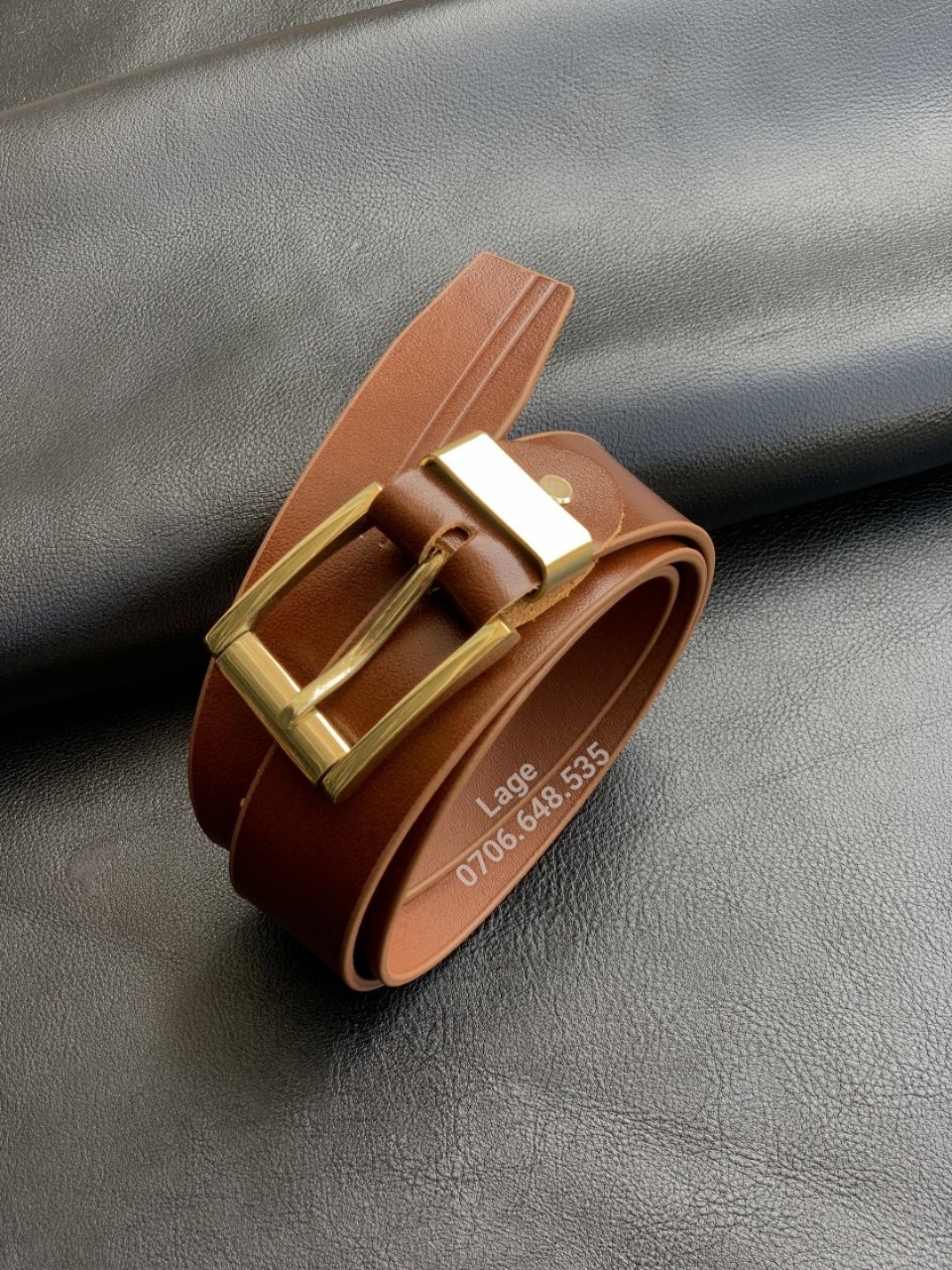 Dây lưng Vachetta da bò đầu khóa đồng đúc cao cấp