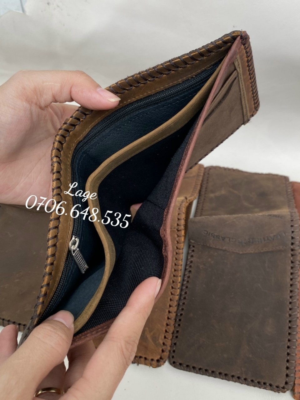 ví da bò sáp khâu liền. Sale sỉ giá tốt
