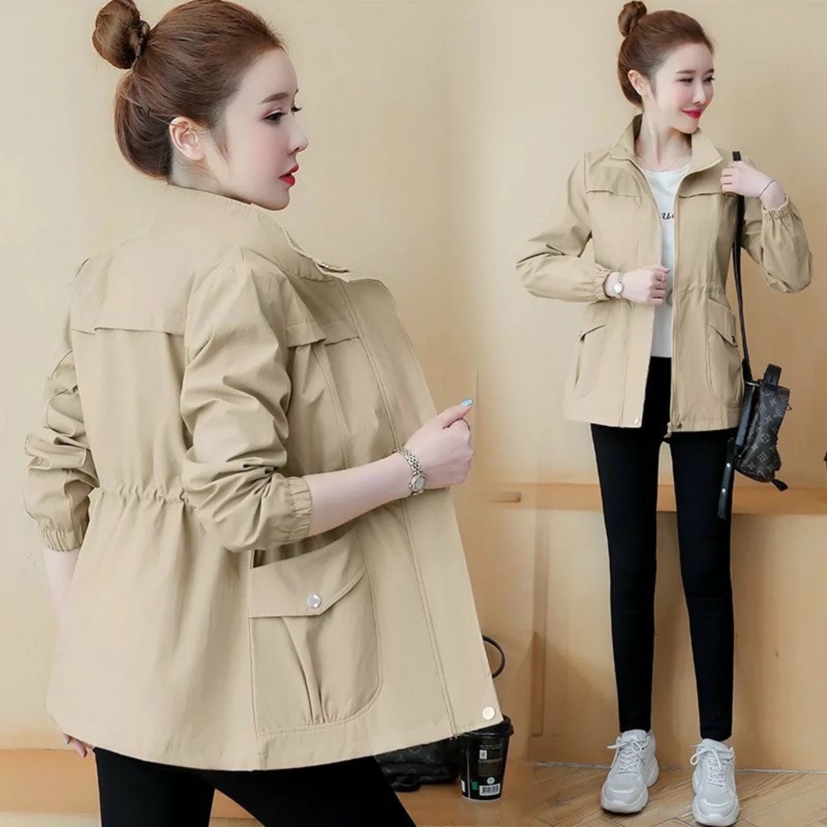 Áo Khoác Nữ Kaki 2 Lớp Cá Tính Siêu Đẹp Hot Trend