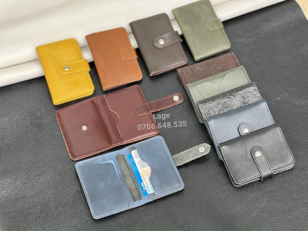 Ví da bò đựng tiền & thẻ bấm nút nhỏ gọn