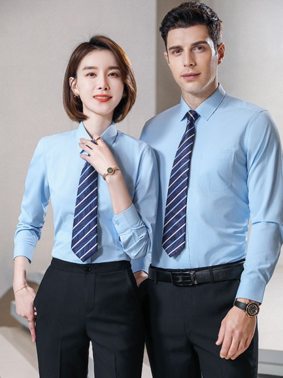 Áo sơ mi nam, nữ công sở màu xanh đồng phục