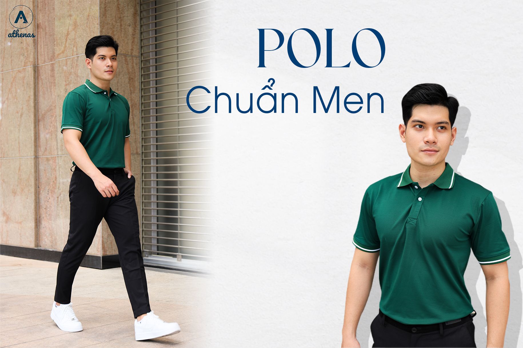 POLO XANH RÊU CHUẨN MEN TẠI SHOP ATHENAS