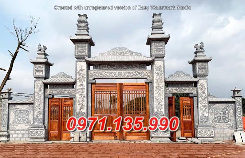 Mẫu cổng đá đẹp nhà thờ đình chùa bán tại hậu giang kiên giang