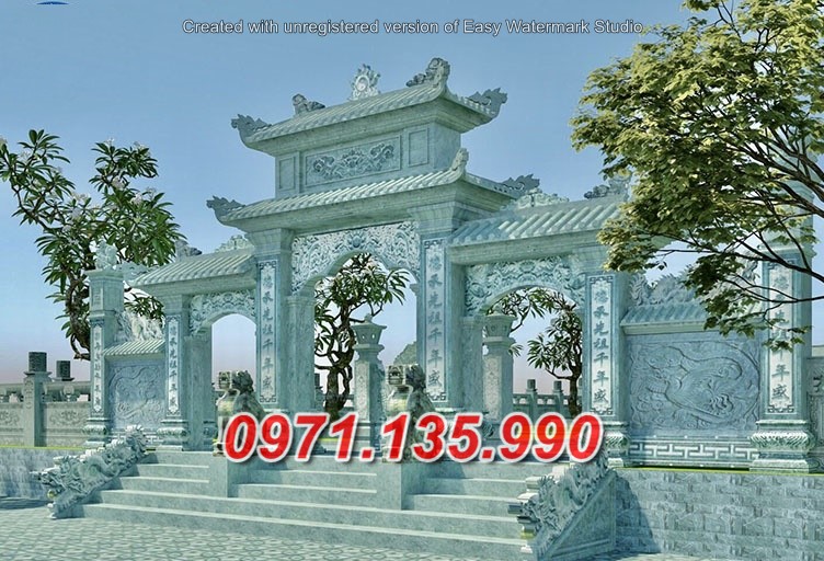 Mẫu cổng đá đẹp nhà thờ đình chùa bán tại hậu giang kiên giang