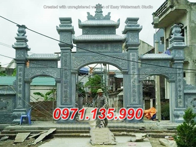 Mẫu cổng đá đẹp nhà thờ đình chùa bán tại hậu giang kiên giang