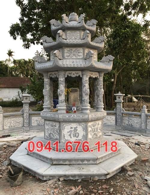 Mẫu mộ đá tròn lục lăng đẹp bán tại sơn la điện biên lai châu