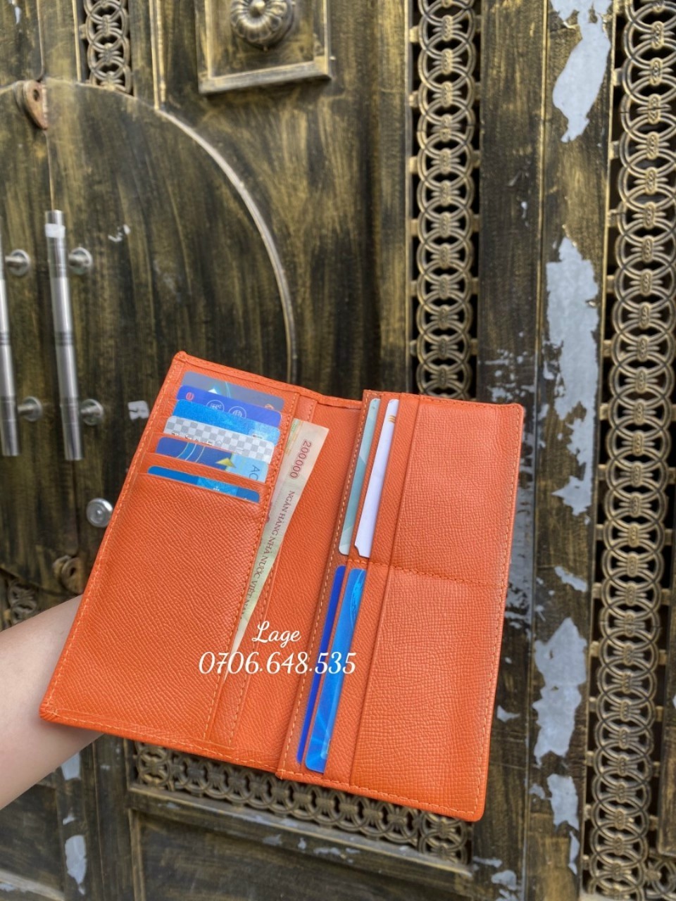 Ví dài cầm tay da Epsom. Loại da cao cấp chất lượng