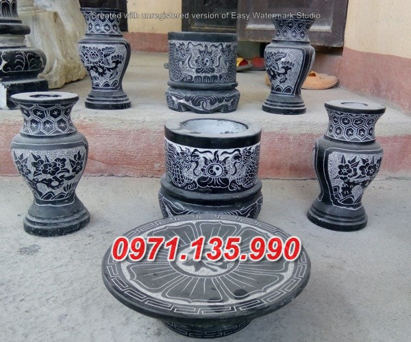 Mẫu bộ bát lư hương đá đẹp bán tại điện biên sơn la lào cai
