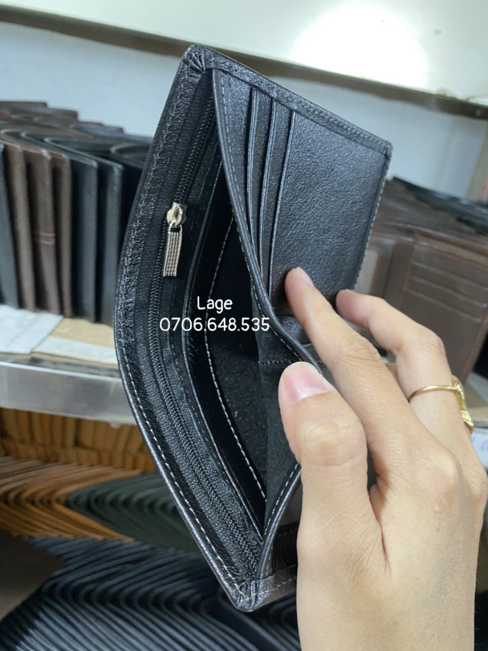 Ví mini da Nappa, lót trong 3 lớp da heo nha