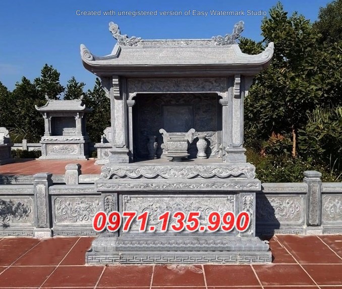 Mẫu lăng mộ đá khối xanh đẹp bán tại khánh hoà phú yên - lăng thờ đá