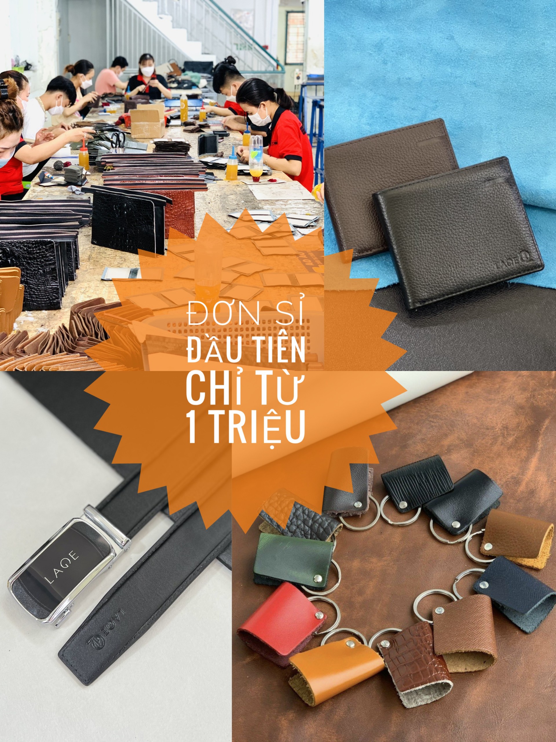 Xưởng Trường Chinh chuyên sản xuất ví da BÒ, túi xách, dây,......