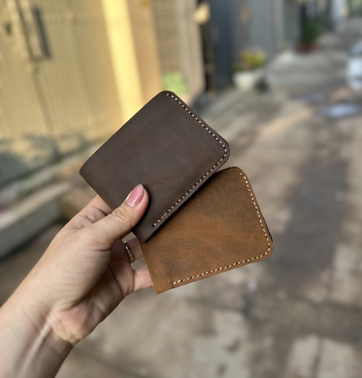 VÍ KHÂU TAY DA BÒ SÁP FORM NHỎ XINH GIÁ SỈ