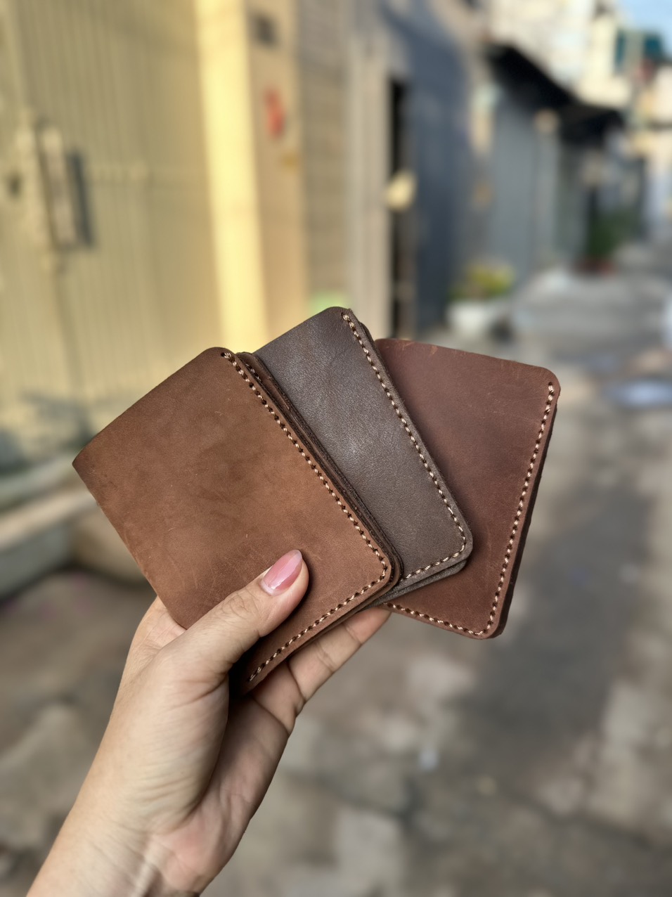 VÍ KHÂU TAY DA BÒ SÁP FORM NHỎ XINH GIÁ SỈ